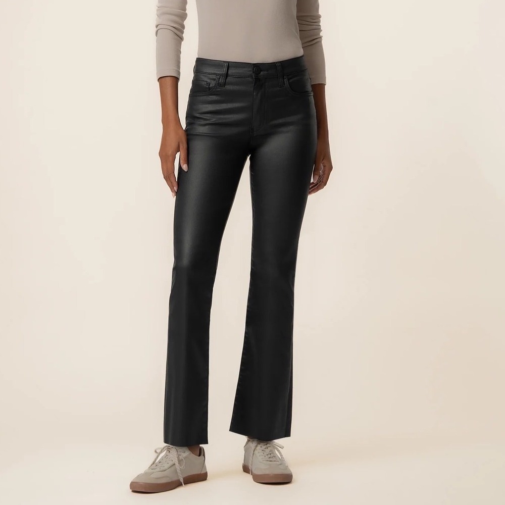 KUT from the Kloth Kelsey High Rise Ankle Flare Coated Black Pants Size 2